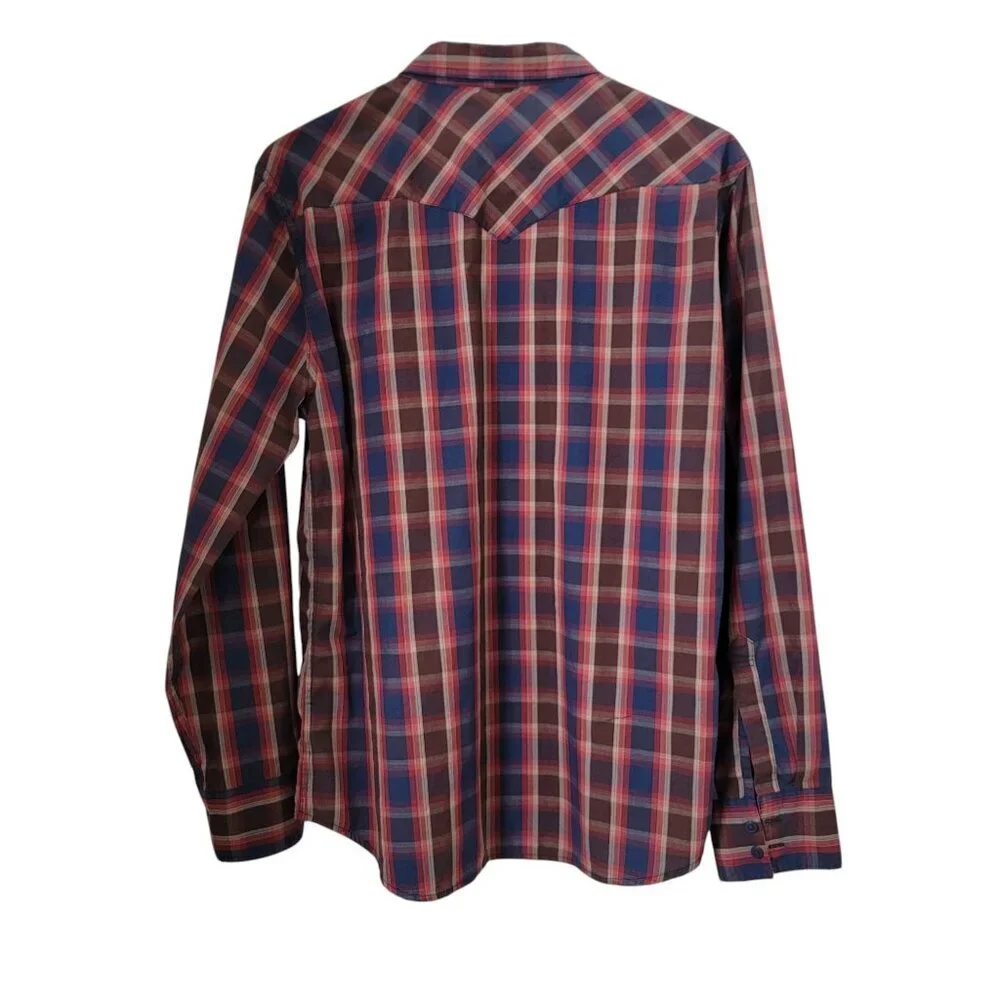 Levi's Size L Multicolored Plaid Long Sleeve Western Shirt Cotton Blend